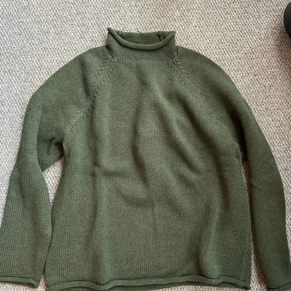 J. Crew Olive Green Ribbed Mock Neck Sweater